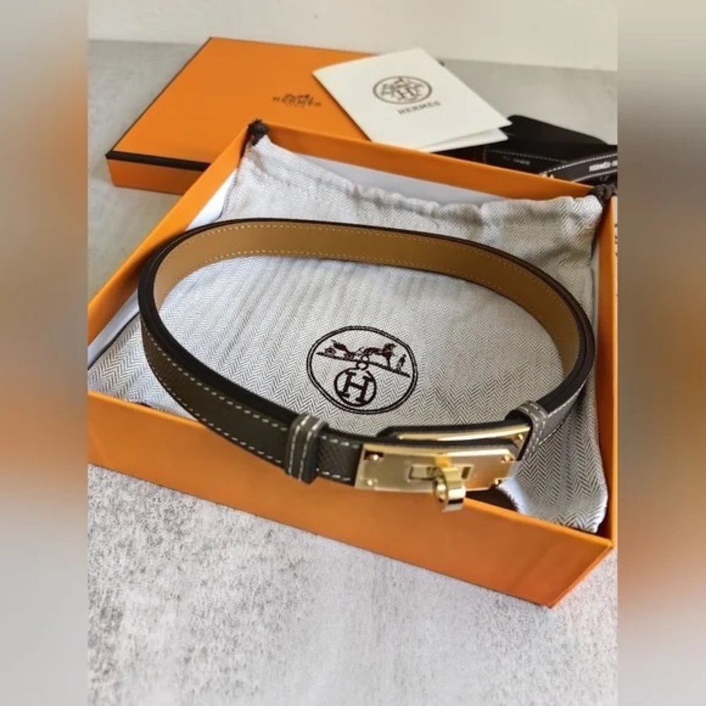 Hermes Kelly 18 Belt Etoupe Epsom leather